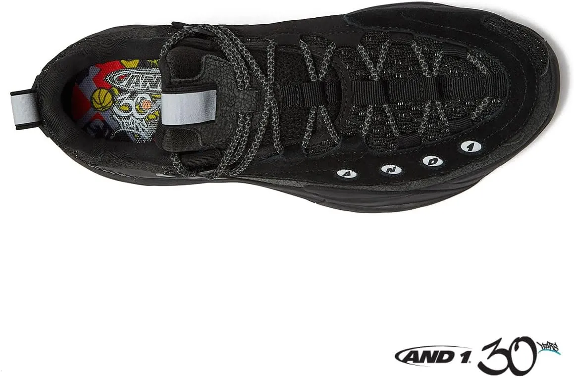 AND1 Marauder Mens Basketball Shoes, Casual Low Top Basketball Sneakers, Sizes 7 to 15, Black, White, Red and Grey