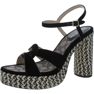 Coach Womens Faux Suede Ankle Strap Espadrille Heels