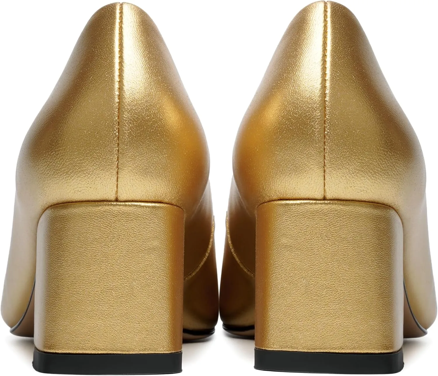 FOGEENA Womens Solid Party Square Toe Slip On Casual Matte Leather Chunky Low Heel Pumps Shoes 2.2 Inch
