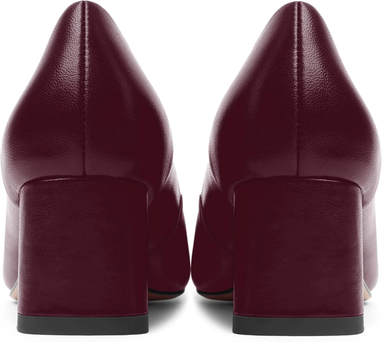 FOGEENA Womens Solid Party Square Toe Slip On Casual Matte Leather Chunky Low Heel Pumps Shoes 2.2 Inch