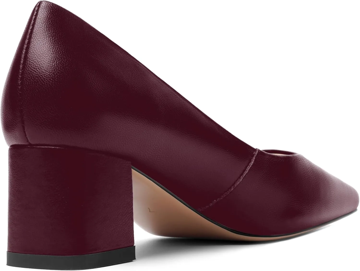 FOGEENA Womens Solid Party Square Toe Slip On Casual Matte Leather Chunky Low Heel Pumps Shoes 2.2 Inch