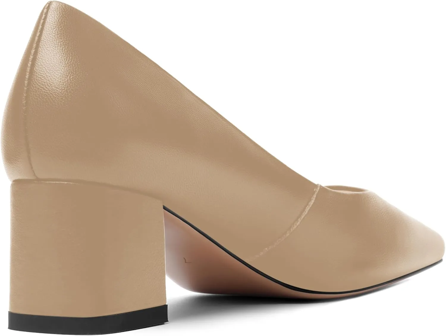 FOGEENA Womens Solid Party Square Toe Slip On Casual Matte Leather Chunky Low Heel Pumps Shoes 2.2 Inch
