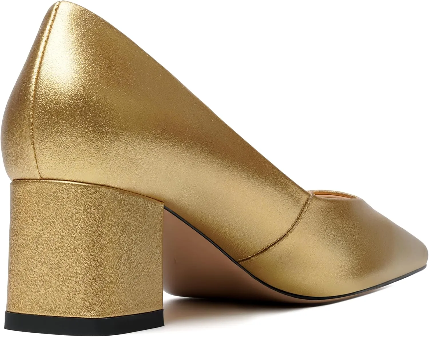 FOGEENA Womens Solid Party Square Toe Slip On Casual Matte Leather Chunky Low Heel Pumps Shoes 2.2 Inch