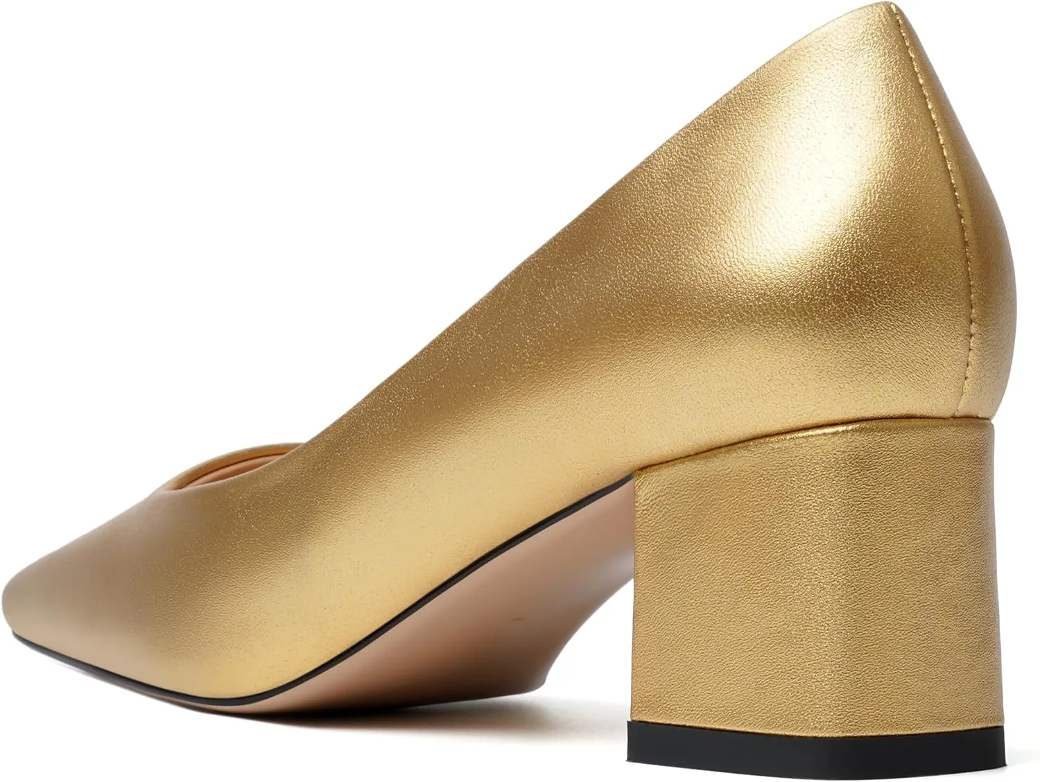 FOGEENA Womens Solid Party Square Toe Slip On Casual Matte Leather Chunky Low Heel Pumps Shoes 2.2 Inch