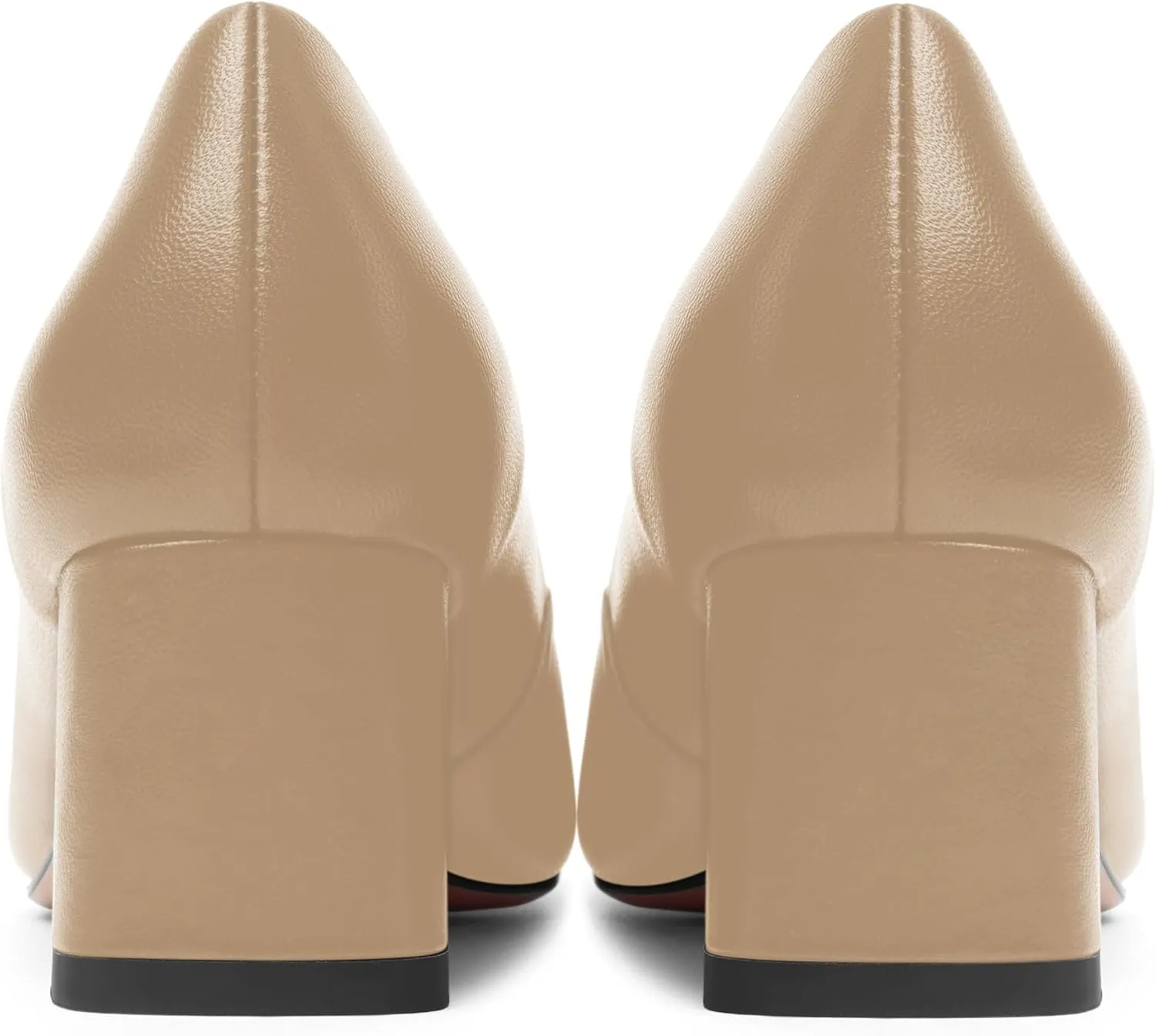 FOGEENA Womens Solid Party Square Toe Slip On Casual Matte Leather Chunky Low Heel Pumps Shoes 2.2 Inch
