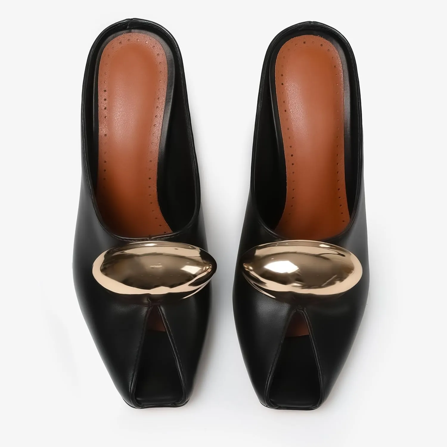 Lyrisiphy Black Heels for Women Heeled Sandals Peep Toe Heels Kitten Heels Mules for Women Comfortable Slip On Slides Sandals Stiletto Heels Outdoor Summer Sandals Ladies Dressy Heels Party Sandals