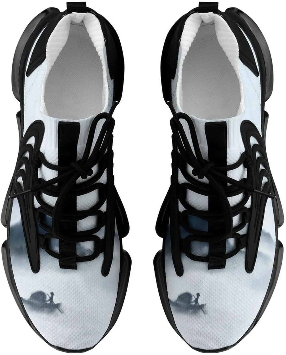 Men's Fashion Breathable 3D Tattoo Printing Trail Running Sneakers, Walking Excursion Shoes, Sports Work Trainers, Footwear Athletic Trekking