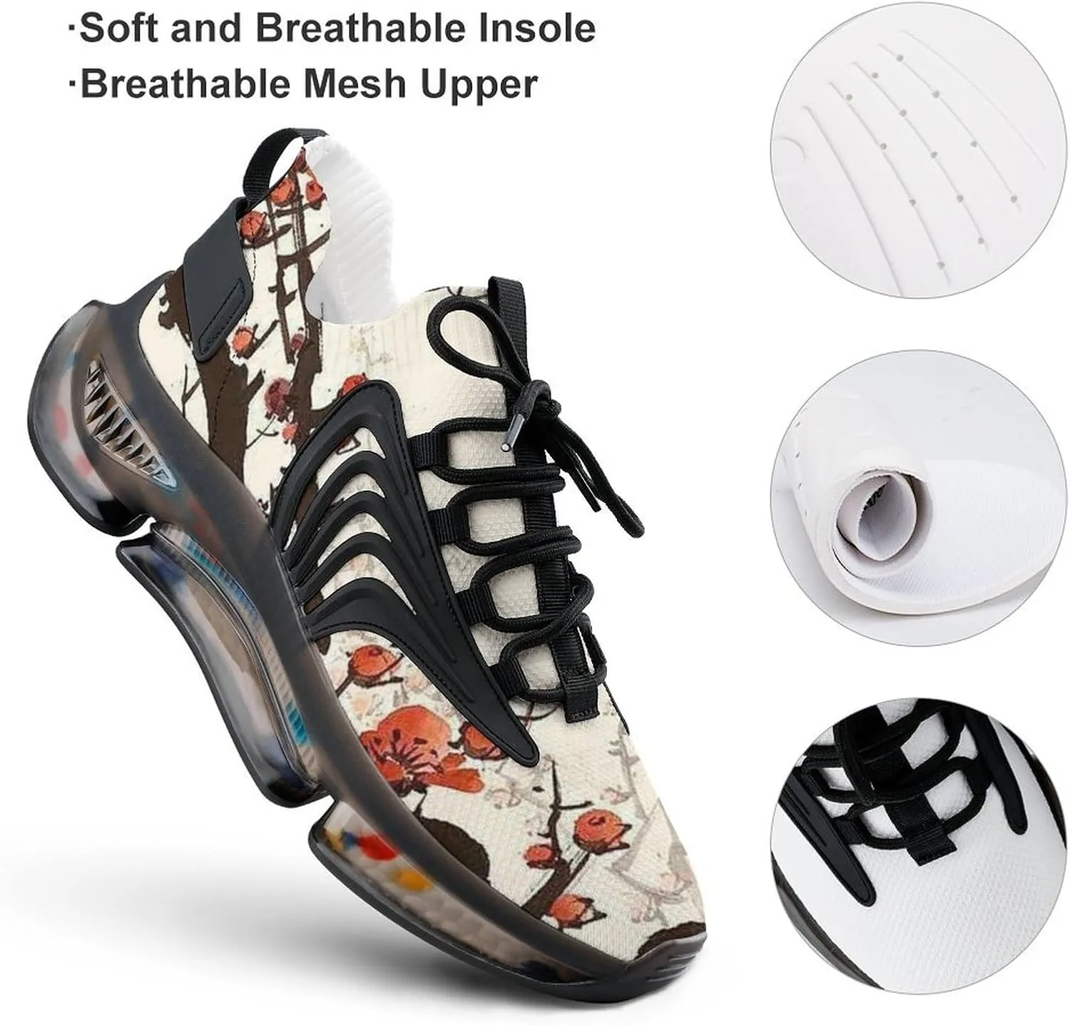 Men's Fashion Breathable 3D Tattoo Printing Trail Running Sneakers, Walking Excursion Shoes, Sports Work Trainers, Footwear Athletic Trekking