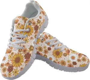 Wanyint Pink Heart Print Women Sneakers Athletic Shoes Lightweight Walking Shoes for Outdoor Tennis Footwear