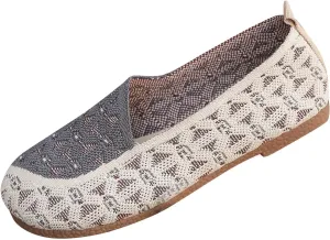 Women's Flying Weave Flat Shoes Retro Fashion Hollow Walking Shoes Casual Mesh One Stirrup Breathable Single Shoes