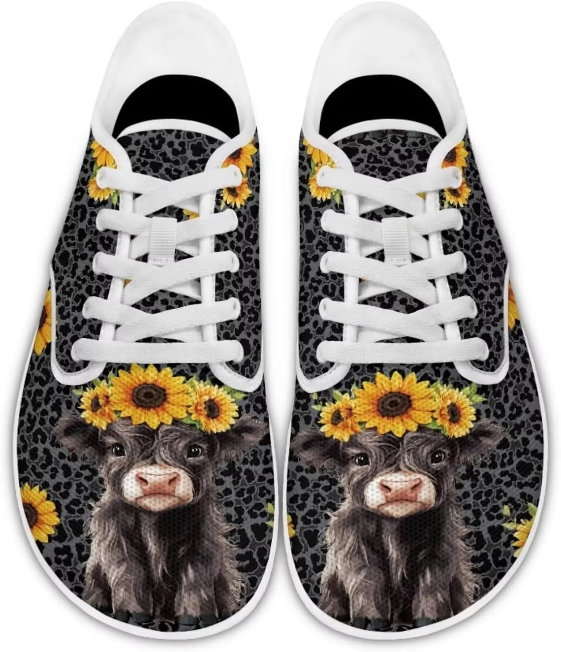 Women's Highland Cattle Running Shoe Leisure Business Loafer Flat Outdoor Walking Platform Sneaker